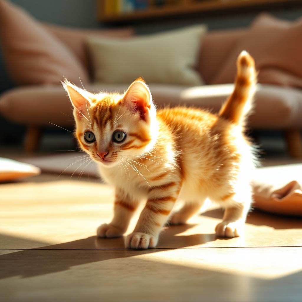 Gato Munchkin en un hogar cálido